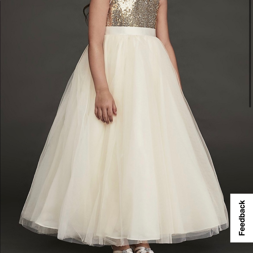 Sequin and Tulle Heart Back Flower Girl Dress